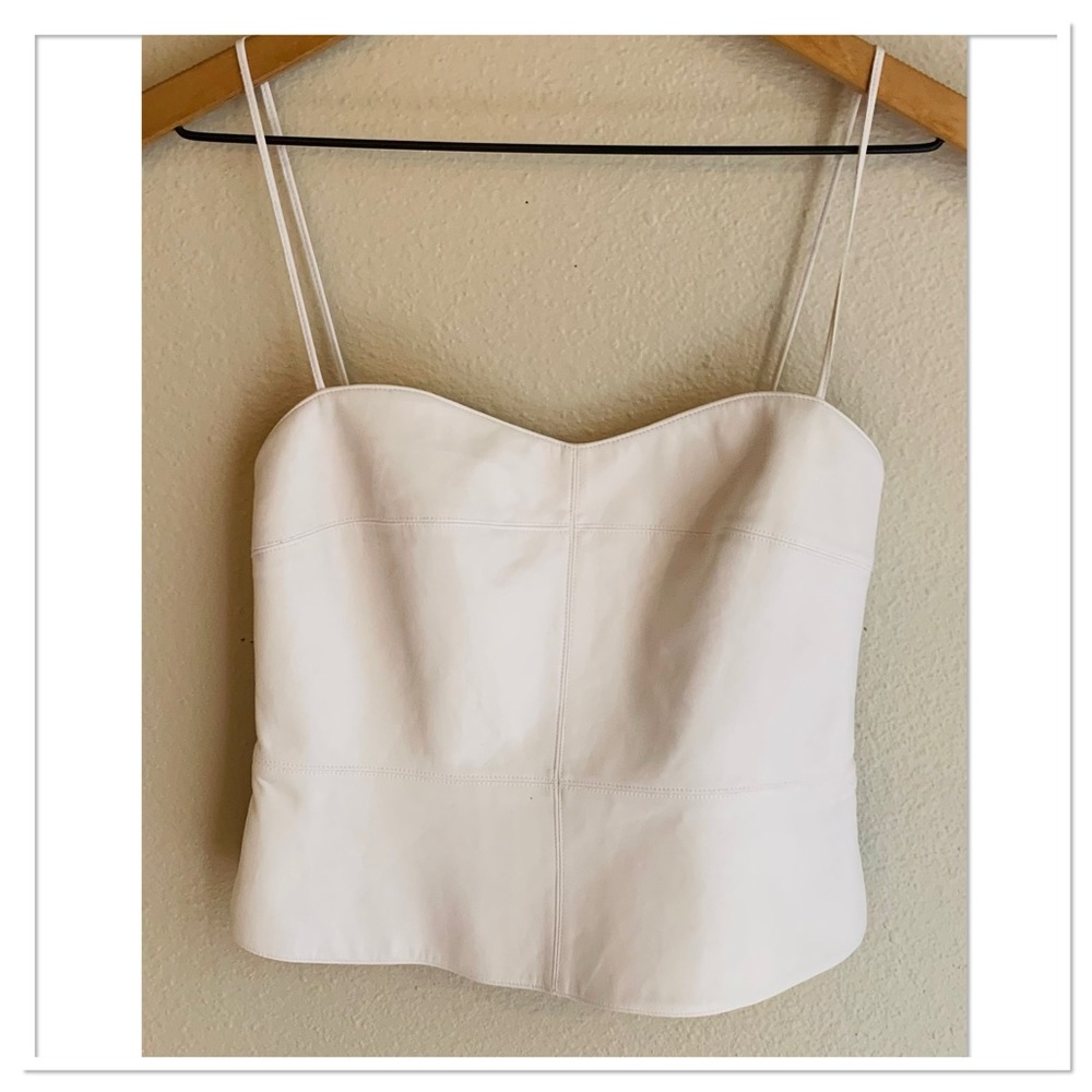 Bailey 44 Faux Leather Camisole Bustier Top White Black Size XS